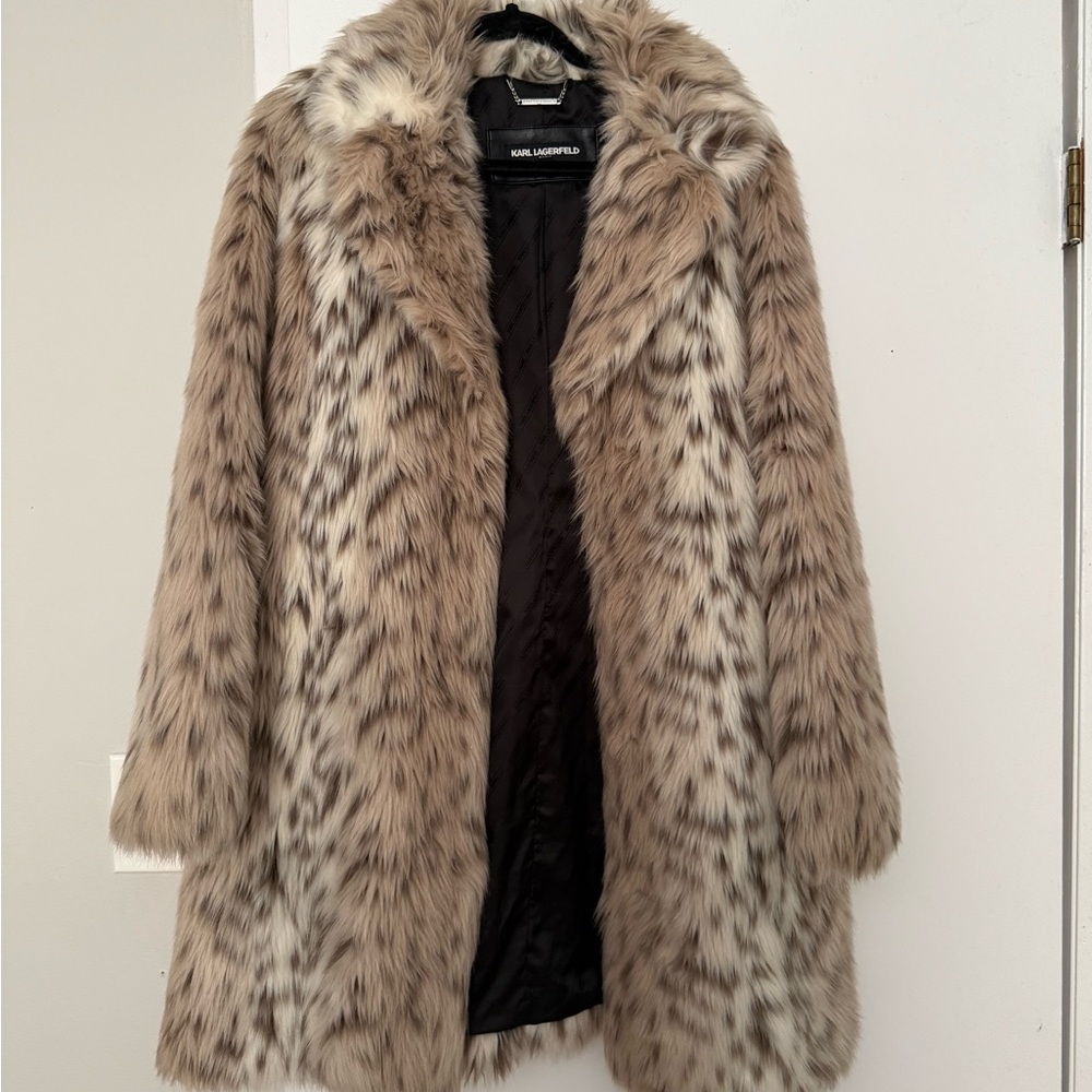 Faux Fur Animal Print Coat